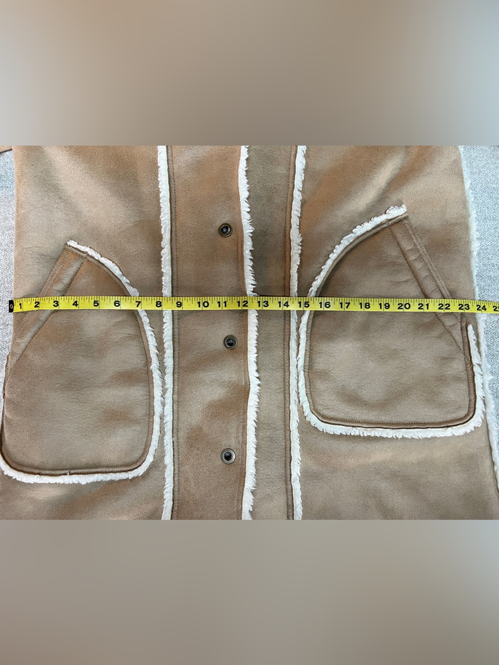 Anthropologie x Pilcro Hooded Sherpa Coat. Camel and Cream. Size Petite Small - Picture 13 of 14